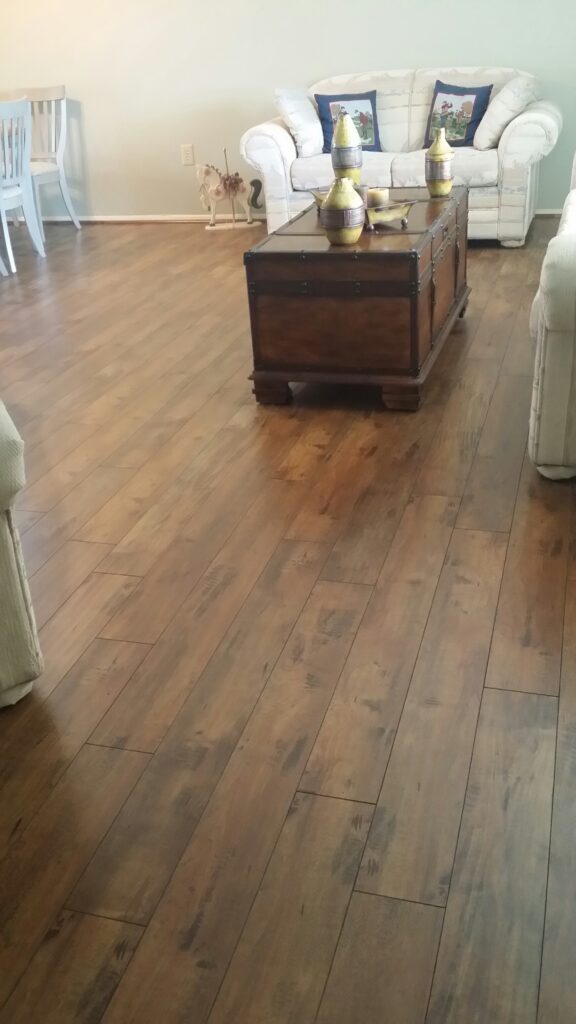 Family Room rustic laminate with wooden flooring